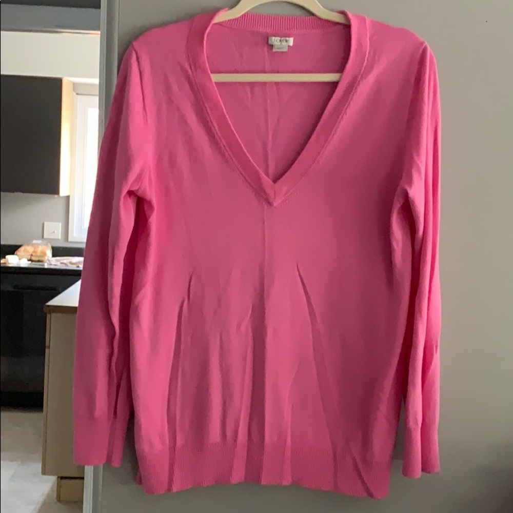 J crew pink v neck sweater oversized medium